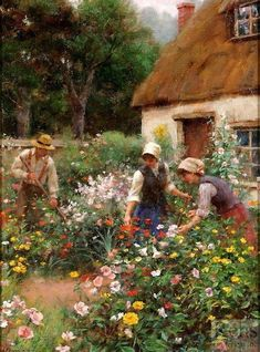 People Harvesting Flowers